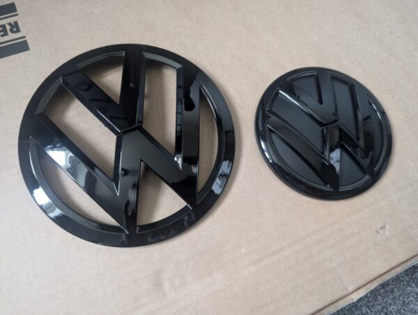 VW Transporter T6 T6.1 Rear Door Badge and Front Grille Badge Gloss Black