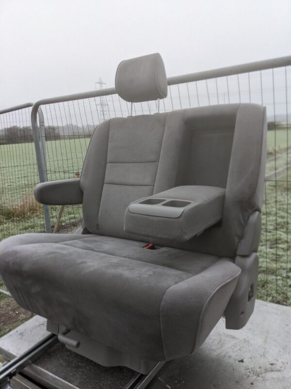 Grey Swivel Double Captain Seat. isofix VW T4 T5 Transit Camper Van etc. 180 - Image 3