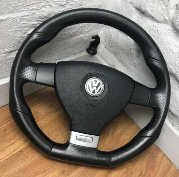 Genuine VW MK5 Golf GTI black leather flat bottom steering wheel, DSG SRS A15 - Image 15