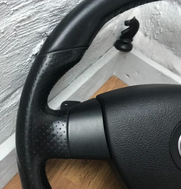 Genuine VW MK5 Golf GTI black leather flat bottom steering wheel, DSG SRS A15 - Image 2