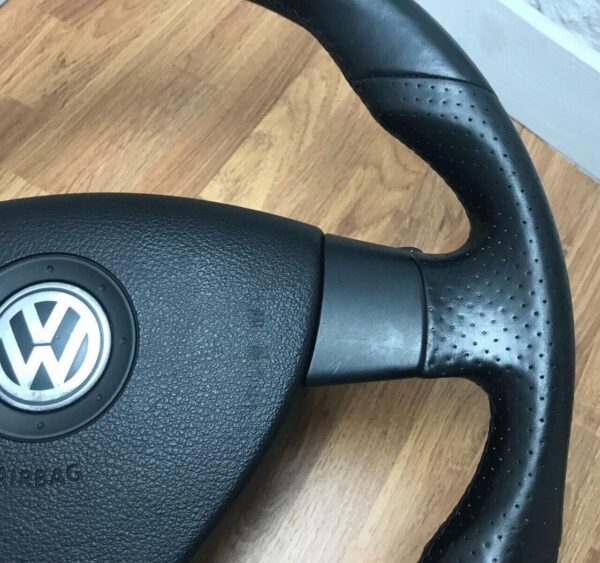 Genuine VW MK5 Golf GTI black leather flat bottom steering wheel, DSG SRS A15 - Image 16