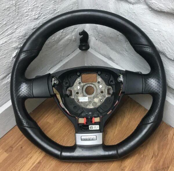 Genuine VW MK5 Golf GTI black leather flat bottom steering wheel, DSG SRS A15 - Image 6