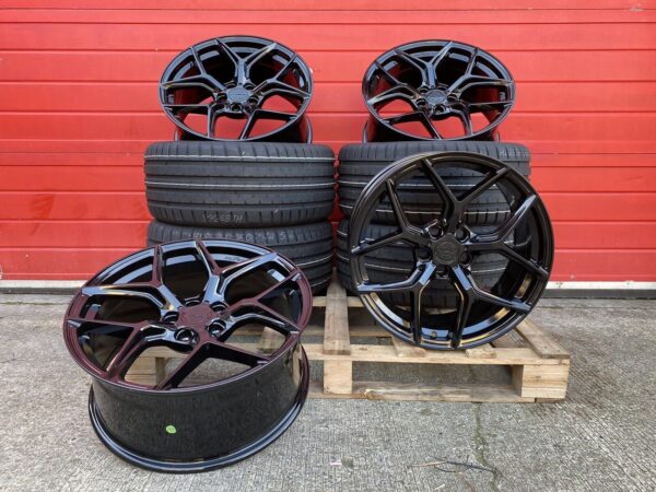 VW Transporter T5 T6 19 inch Alloy Wheels And Tyres Black ALUWERKS XT2 + Tyres - Image 2